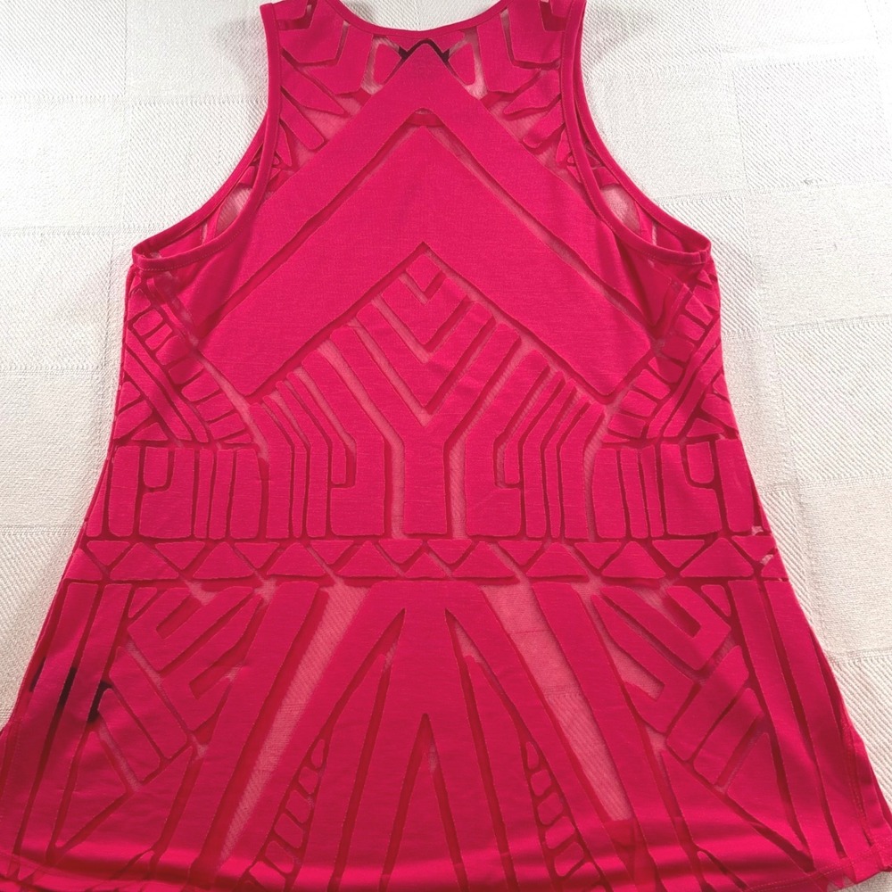 Nicole by Nicole Miller Hot Pink Geometric Burnout Tank Top Womens Medium Modern - Picture 6 of 7